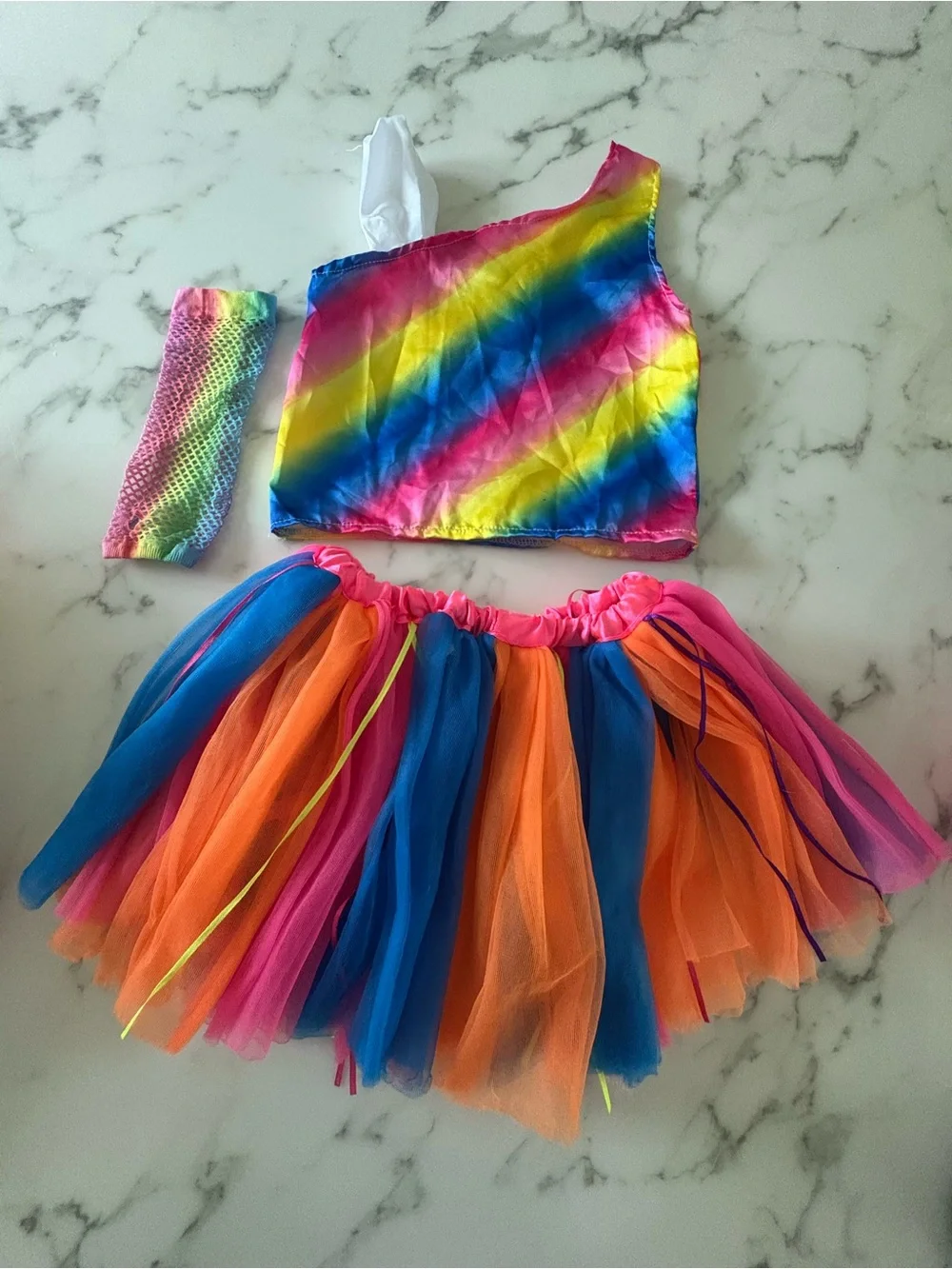 Kids Rainbow One-Shoulder unicorn/ 80s costume Halloween